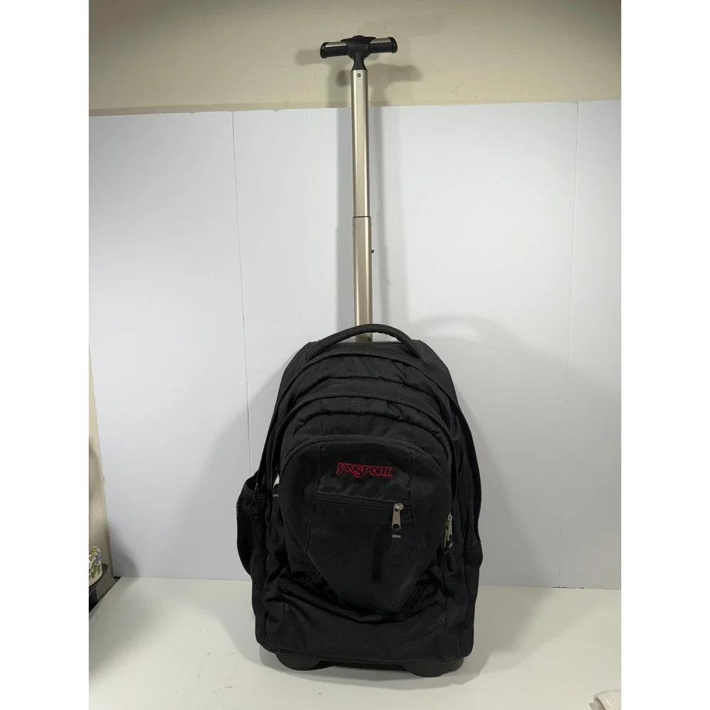 JanSport Driver 8 Rolling Backpack Black Retractable Handle Travel School Bag
